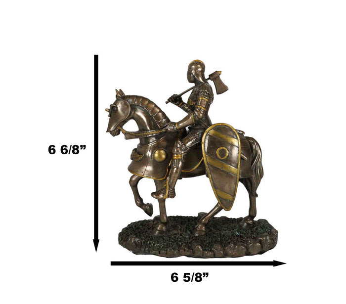 Ebros Gift Medieval Suit Of Armor Knight With Large Shield And Axe On Horse Figurine