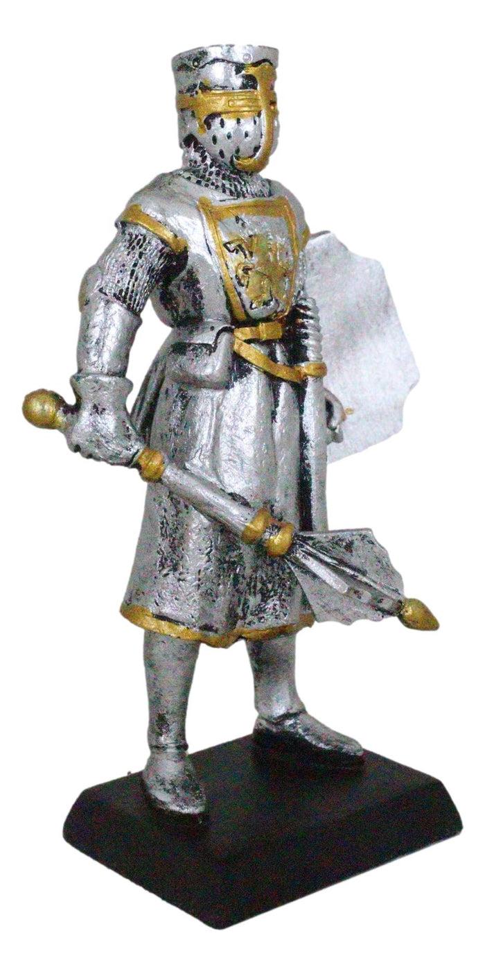 Ebros Gift Medieval Suit Of Armor Knight With Mace And Heraldry Shield Mini Figurine