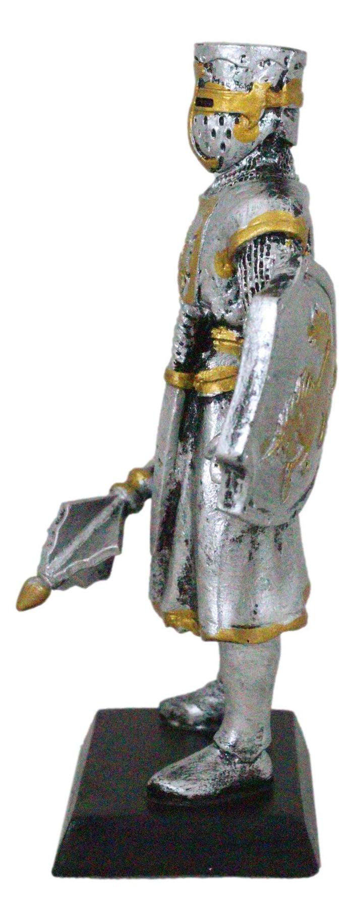 Ebros Gift Medieval Suit Of Armor Knight With Mace And Heraldry Shield Mini Figurine