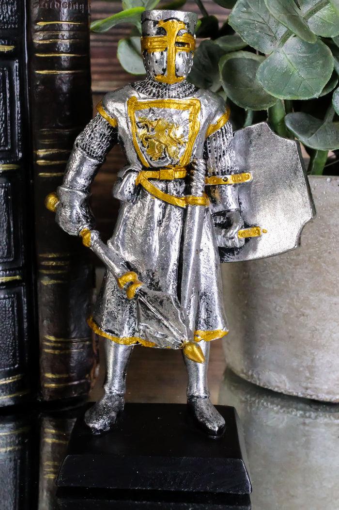 ebros gift Medieval Suit Of Armor Knight With Mace and Heraldry Shield Mini Figurine