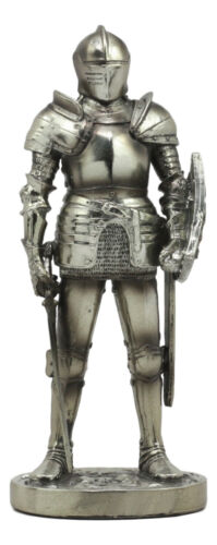 ebros gift Medieval Suit Of Armor Statue 7"H Swordsman Brave Lionheart Knight Figurine