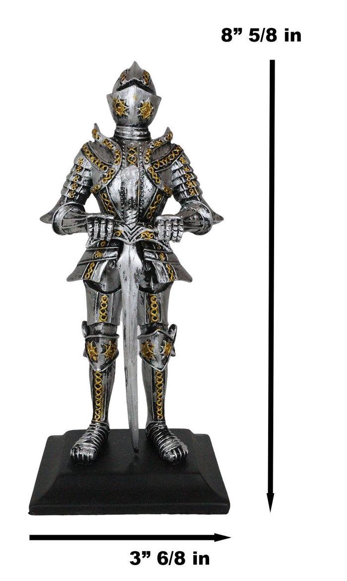 Ebros Gift Medieval Swordsman Knight Figurine Suit Of Armor Northern Star Coat Of Arms