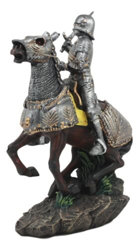 Ebros Gift Medieval Swordsman Knight With Suit Of Armor Charging On Calvary Horse Statue