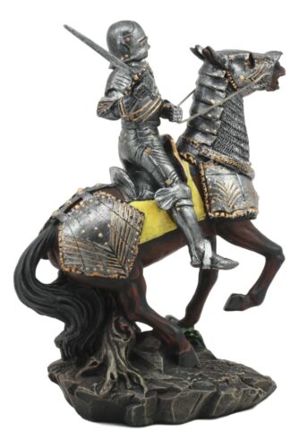 Ebros Gift Medieval Swordsman Knight With Suit Of Armor Charging On Calvary Horse Statue