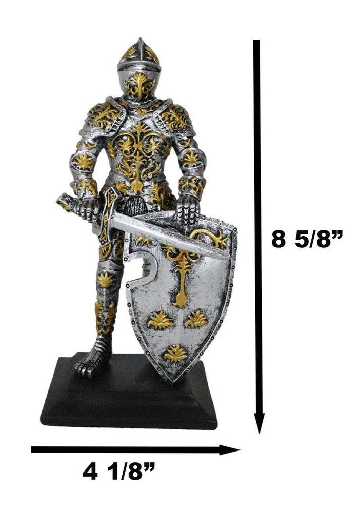 Ebros Gift Medieval Swordsman Roccoco Italian Knight Figurine 8" Suit Of Armor Coat Of Arms