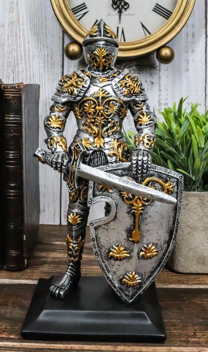 ebros gift Medieval Swordsman Roccoco Italian Knight Figurine 8" Suit of Armor Coat Of Arms