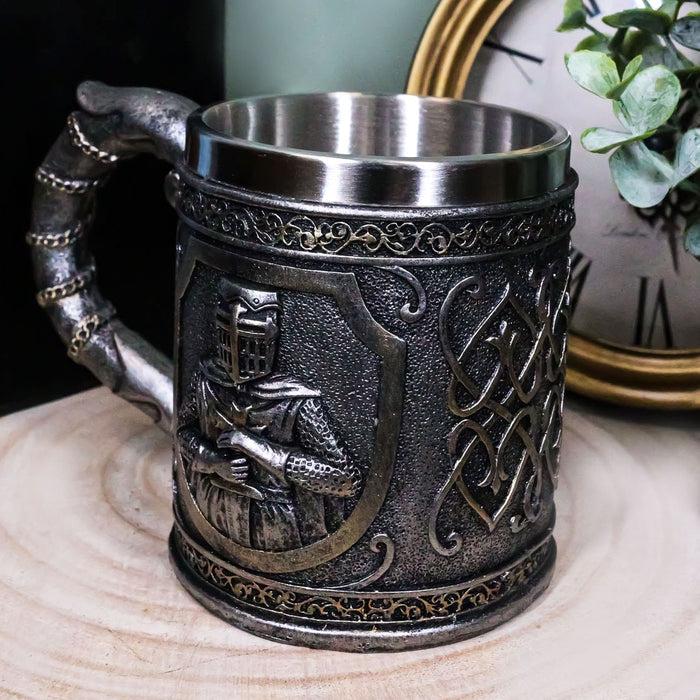 Ebros Gift Medieval Templar Crusader Knight Mug Suit Of Armor Knight Of The Cross Tankard
