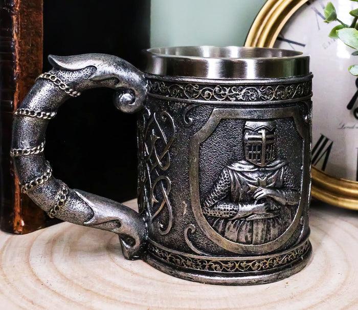 ebros gift Medieval Templar Crusader Knight Mug Suit of Armor Knight Of The Cross Tankard