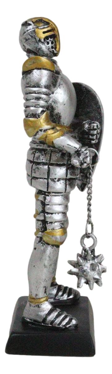Ebros Gift Medieval Valiant Knight Suit Of Armor Morning Star Club And Shield Mini Figurine