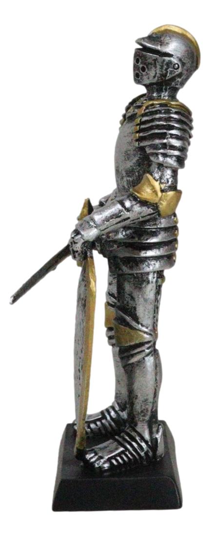 Ebros Gift Medieval Valiant Knight Suit Of Armor With Sword And Spade Shield Mini Figurine