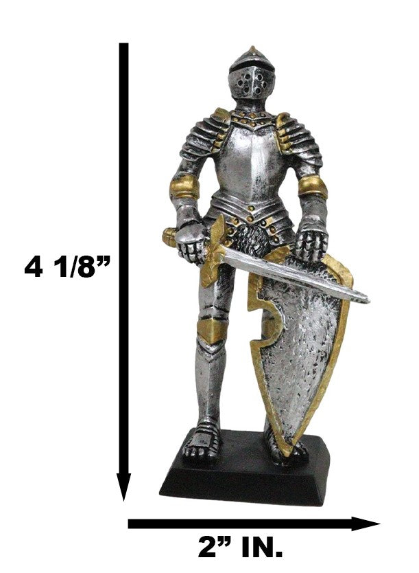 Ebros Gift Medieval Valiant Knight Suit Of Armor With Sword And Spade Shield Mini Figurine
