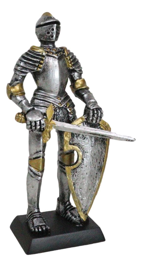 Ebros Gift Medieval Valiant Knight Suit Of Armor With Sword And Spade Shield Mini Figurine