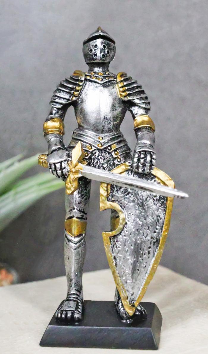 ebros gift Medieval Valiant Knight Suit Of Armor With Sword And Spade Shield Mini Figurine