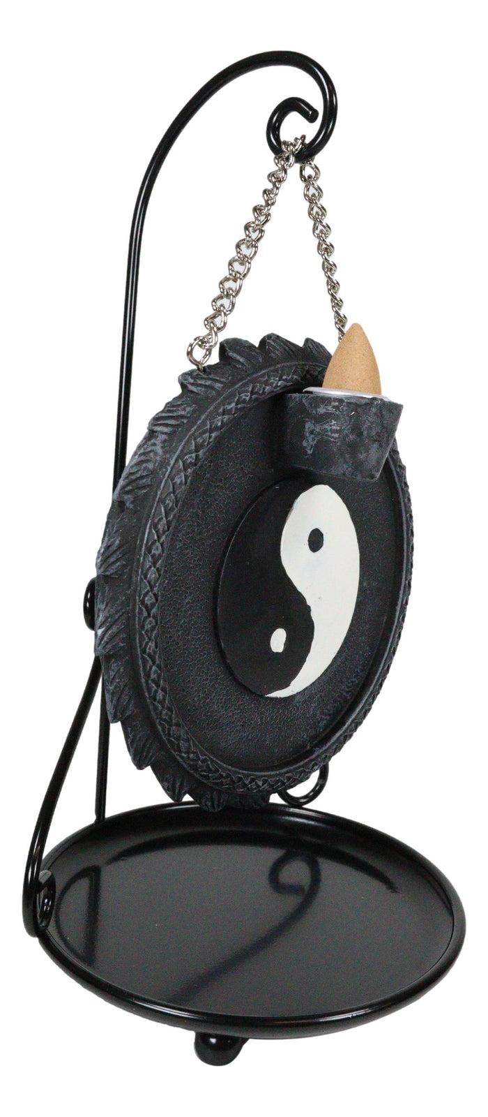 Ebros Gift Medieval Ying Yang Dragons Aroma Waterfall Medal Backflow Incense Cone Burner