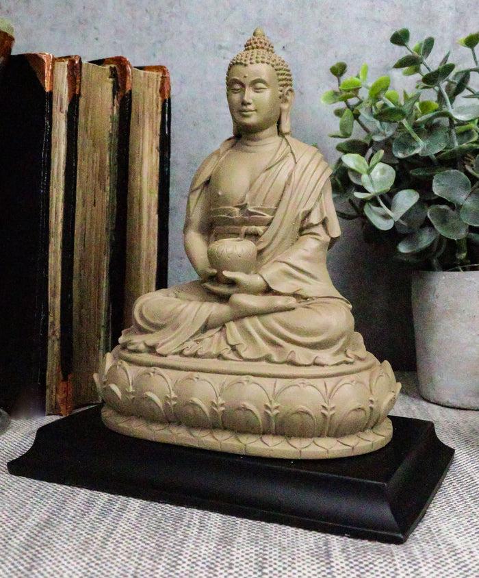 ebros gift Meditating Buddha Shakyamuni On Lotus Throne Altar Statue 6"H On Wooden Pedestal