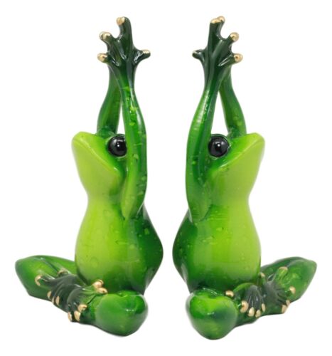 Ebros Gift Meditating Twin Yoga Frogs In Lotus Pose Statue Buddha Frogs Pair Set 5.25"Tall