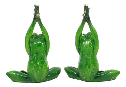 Ebros Gift Meditating Twin Yoga Frogs In Lotus Pose Statue Buddha Frogs Pair Set 5.25"Tall