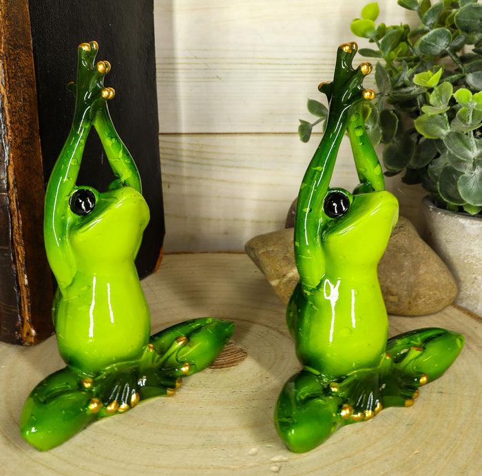ebros gift Meditating Twin Yoga Frogs In Lotus Pose Statue Buddha Frogs Pair Set 5.25"Tall