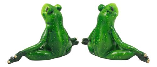 Ebros Gift Meditating Twin Yoga Frogs Statue Buddha Frogs Decorative Sculpture Set 6"Long