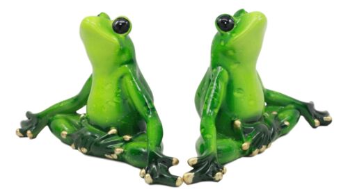 Ebros Gift Meditating Twin Yoga Frogs Statue Buddha Frogs Decorative Sculpture Set 6"Long