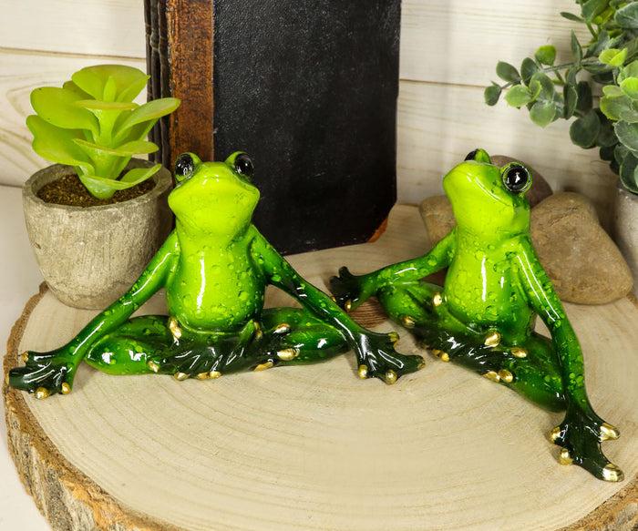 ebros gift Meditating Twin Yoga Frogs Statue Buddha Frogs Decorative Sculpture Set 6"Long