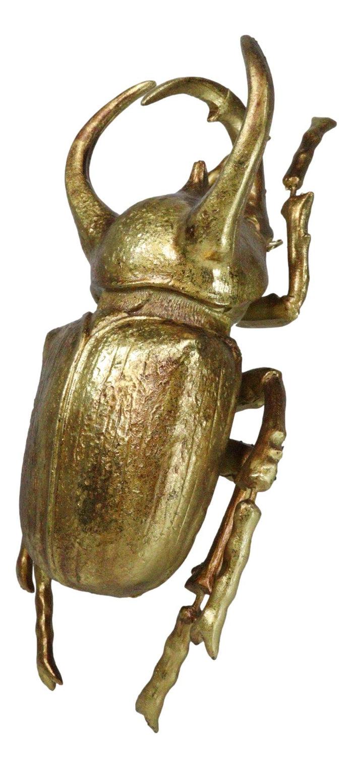 Ebros Gift Medium Gold Resin 3 Horned Rhinoceros Beetle Wall Decor Or Tabletop Figurine