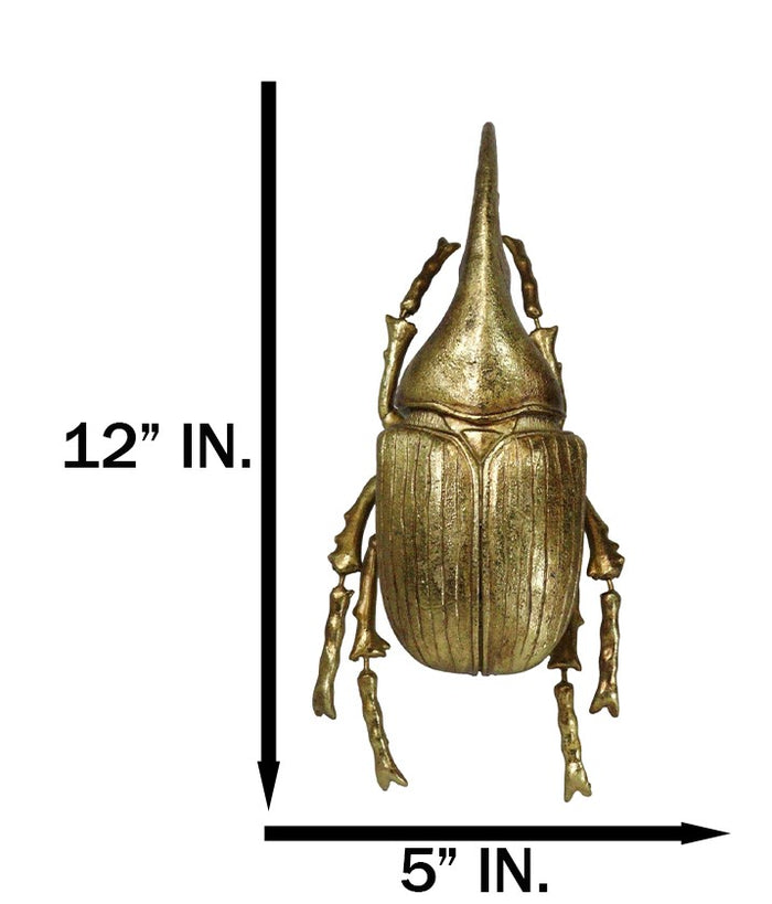 Ebros Gift Medium Gold Resin Hercules Rhinoceros Beetle Wall Decor Or Tabletop Figurine