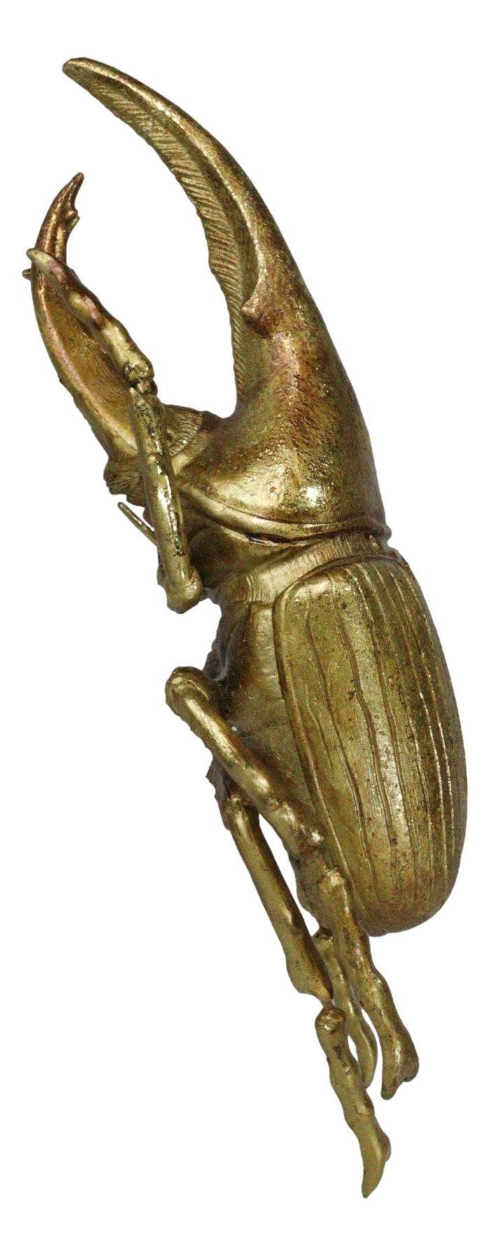 Ebros Gift Medium Gold Resin Hercules Rhinoceros Beetle Wall Decor Or Tabletop Figurine