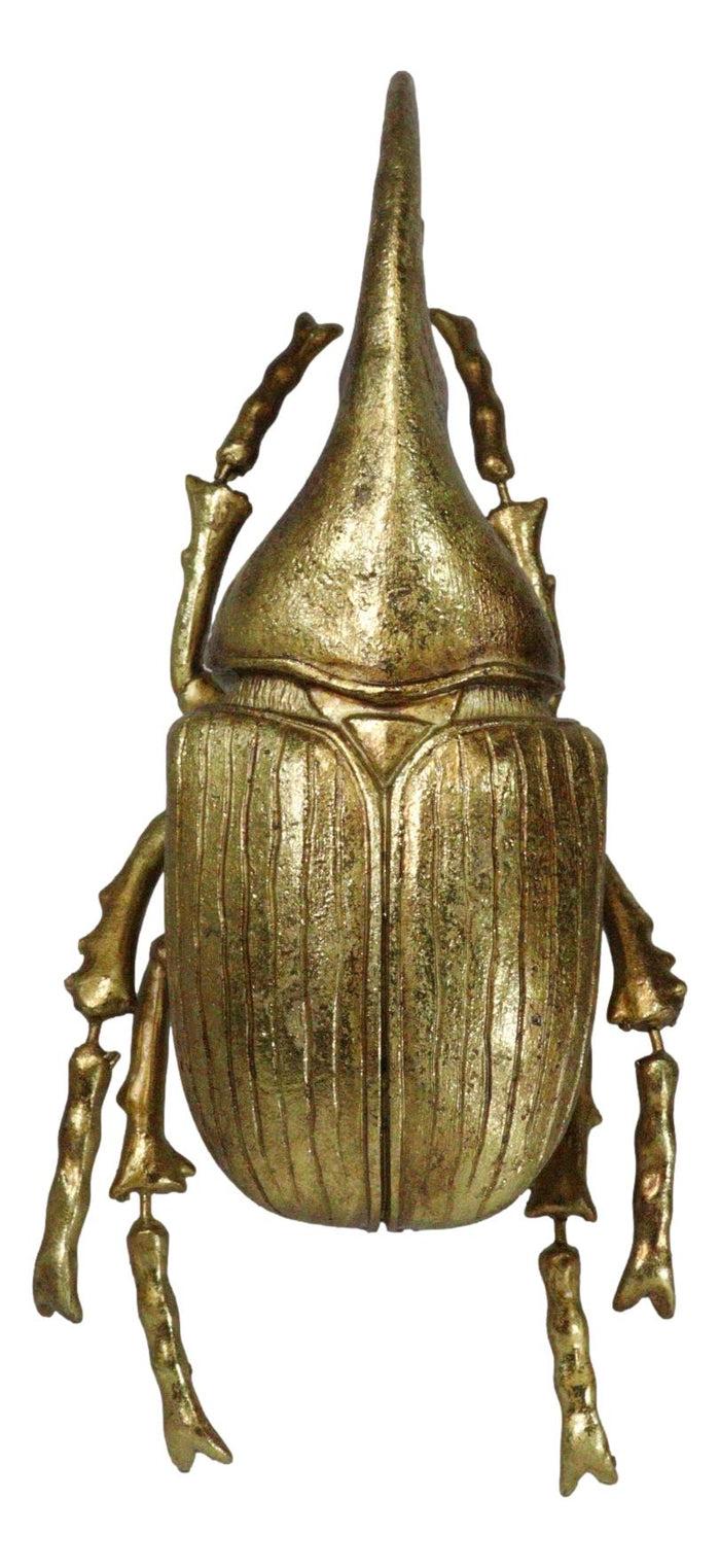 ebros gift Medium Gold Resin Hercules Rhinoceros Beetle Wall Decor Or Tabletop Figurine
