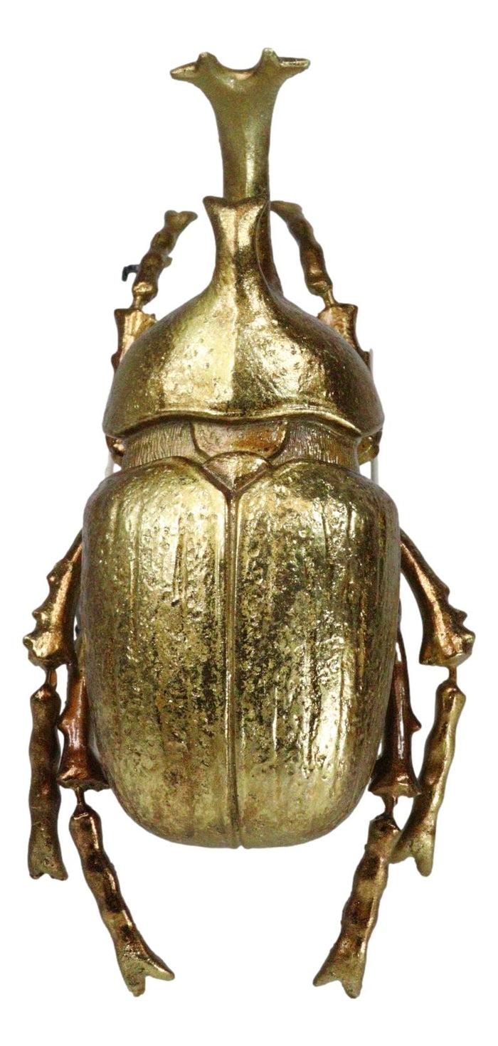 Ebros Gift Medium Gold Resin Rhinoceros Elephant Beetle Wall Decor Or Tabletop Figurine