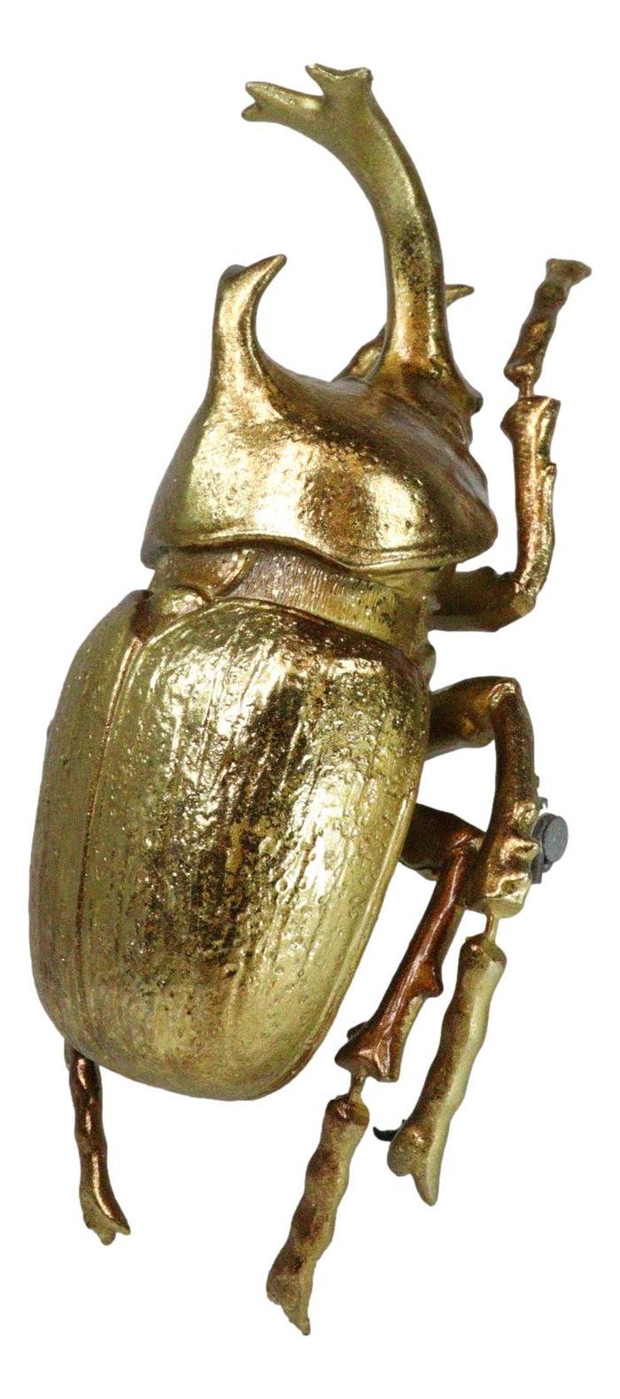 Ebros Gift Medium Gold Resin Rhinoceros Elephant Beetle Wall Decor Or Tabletop Figurine