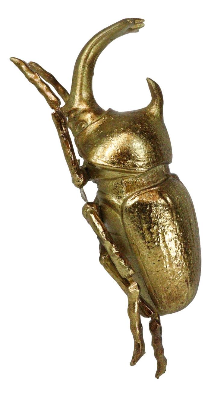 Ebros Gift Medium Gold Resin Rhinoceros Elephant Beetle Wall Decor Or Tabletop Figurine