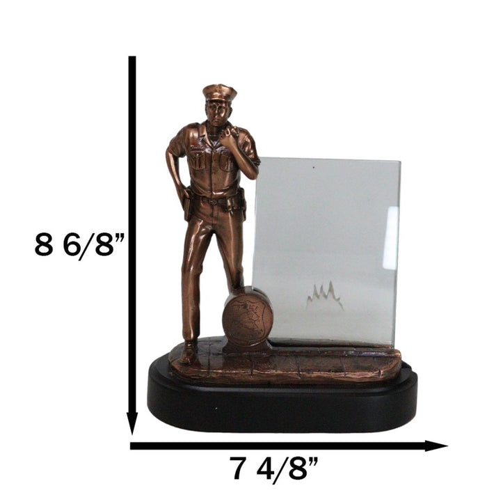 Ebros Gift Men In Blue Police Cop Officer On Duty Picture Frame 4"X6" Photo Figurine