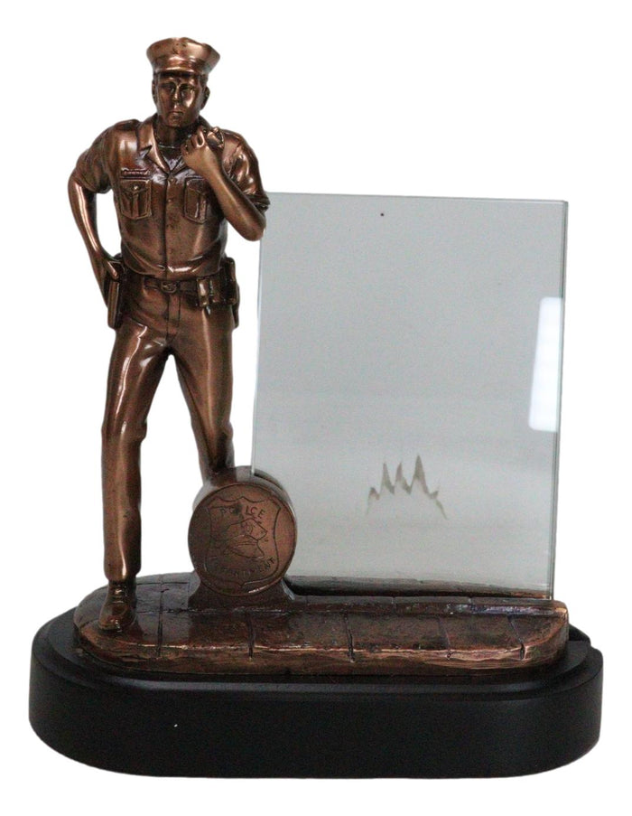 ebros gift Men in Blue Police Cop Officer On Duty Picture Frame 4"X6" Photo Figurine