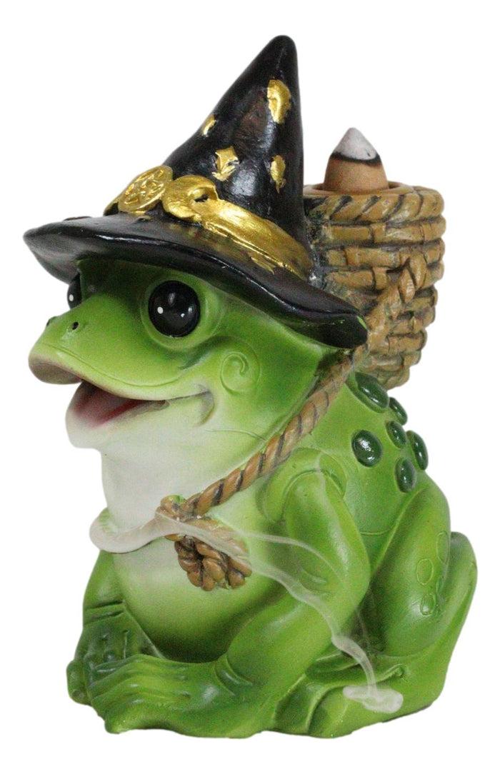Ebros Gift Merlin The Wizard Frog With Warlock Triple Moon Hat Backflow Incense Cone Burner