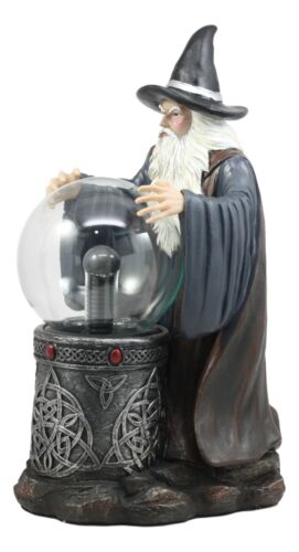 Ebros Gift Merlin The Wizard Large Spellcaster Sorcerer Electric Plasma Ball Lamp Statue