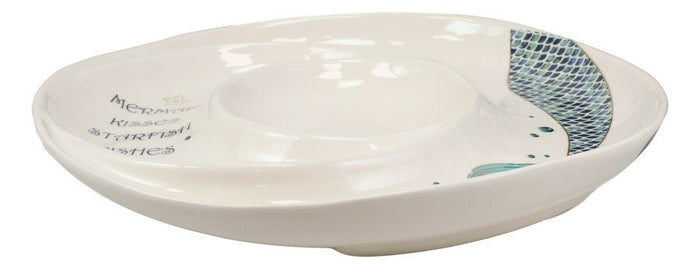 Ebros Gift Mermaid Kisses Starfish Wishes Ceramic Chips Dips Salsa Family Serving Platter