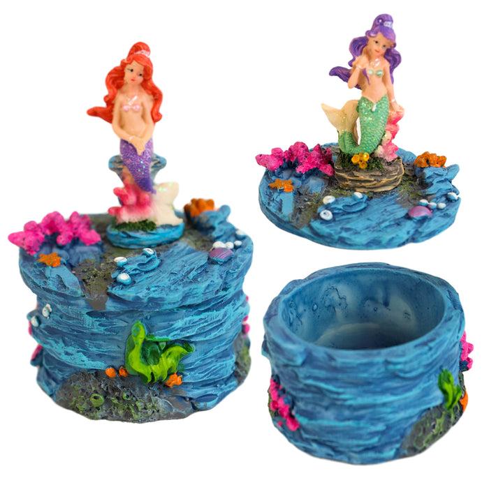 ebros gift Mermaid Mergirl Sisters Sitting On Rock By Corals Mini Decorative Boxes Set Of 2