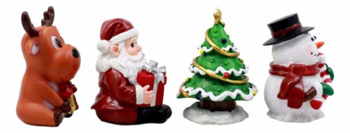 Ebros Gift Merry Christmas Santa Reindeer Snowman And Christmas Tree Figurine Set 4"H Jolly