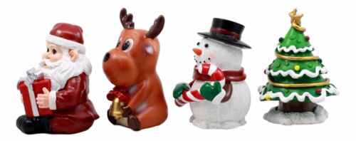 Ebros Gift Merry Christmas Santa Reindeer Snowman And Christmas Tree Figurine Set 4"H Jolly
