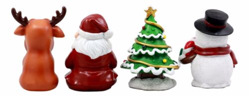 Ebros Gift Merry Christmas Santa Reindeer Snowman And Christmas Tree Figurine Set 4"H Jolly
