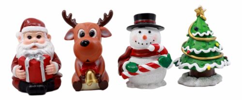 ebros gift Merry Christmas Santa Reindeer Snowman And Christmas Tree Figurine Set 4"H Jolly