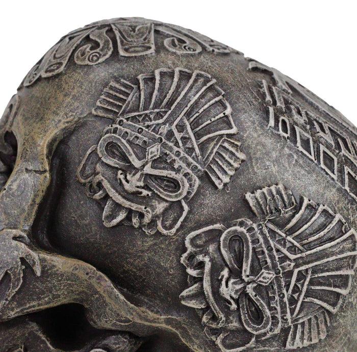 Ebros Gift Mesoamerican Maya Aztec Skull Statue 5"Tall Tribal Tattoo Mexica Pantheon Gods