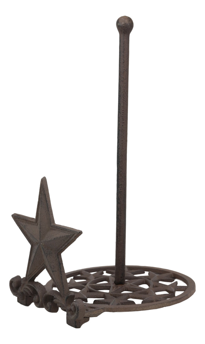 Ebros Gift Metal Vintage Rustic Western Star & Scroll Art Paper Towel Holder Display Stand