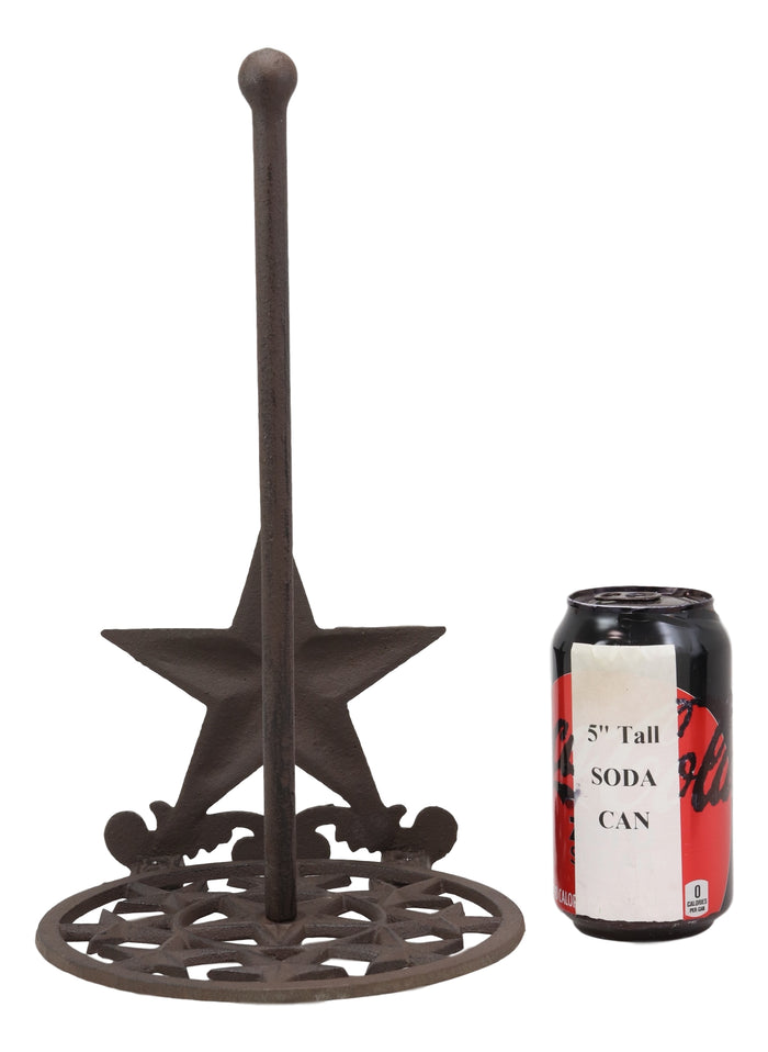 Ebros Gift Metal Vintage Rustic Western Star & Scroll Art Paper Towel Holder Display Stand