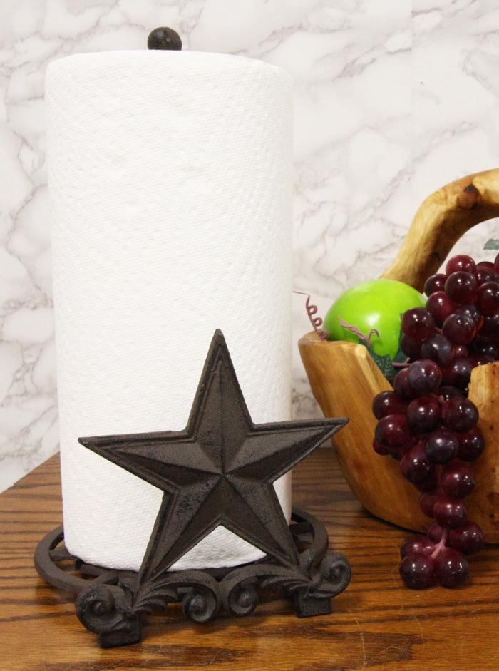 ebros gift Metal Vintage Rustic Western Star & Scroll Art Paper Towel Holder Display Stand