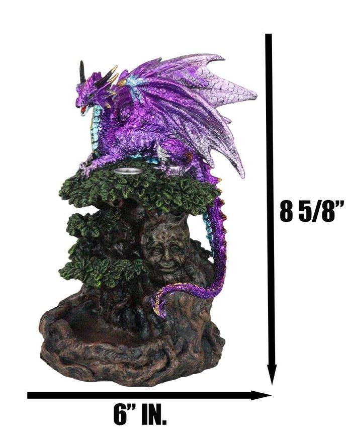 Ebros Gift Metallic Purple Dragon On Greenman Tree Canopy Backflow Incense Cone Burner