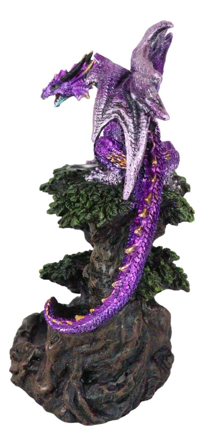 Ebros Gift Metallic Purple Dragon On Greenman Tree Canopy Backflow Incense Cone Burner