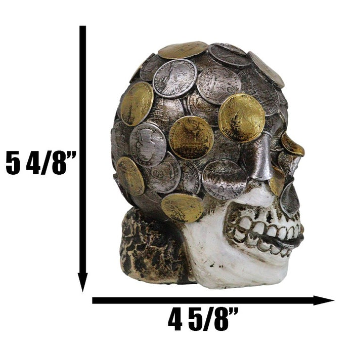 Ebros Gift Metallurgy Currency Silver And Gold Coins Skull Face Money Coin Bank Figurine