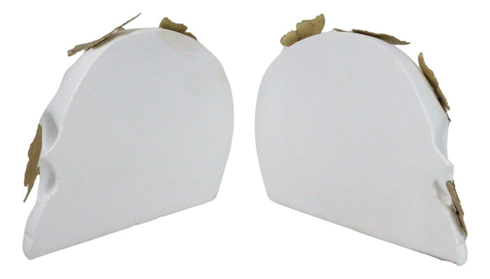 Ebros Gift Metamorphosis Golden Butterflies On White Skull Halves Figurine Bookends Set